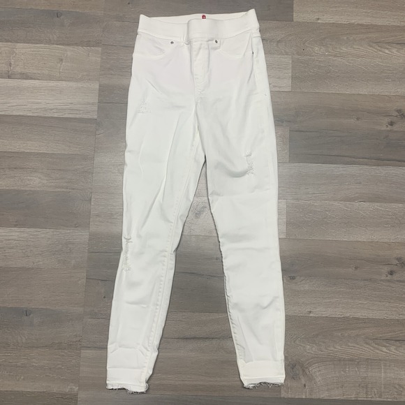 SPANX Pants - Spanx Jeans Women's White Distressed Ankle Slim Raw Hem Pull On 20229R - Size XS